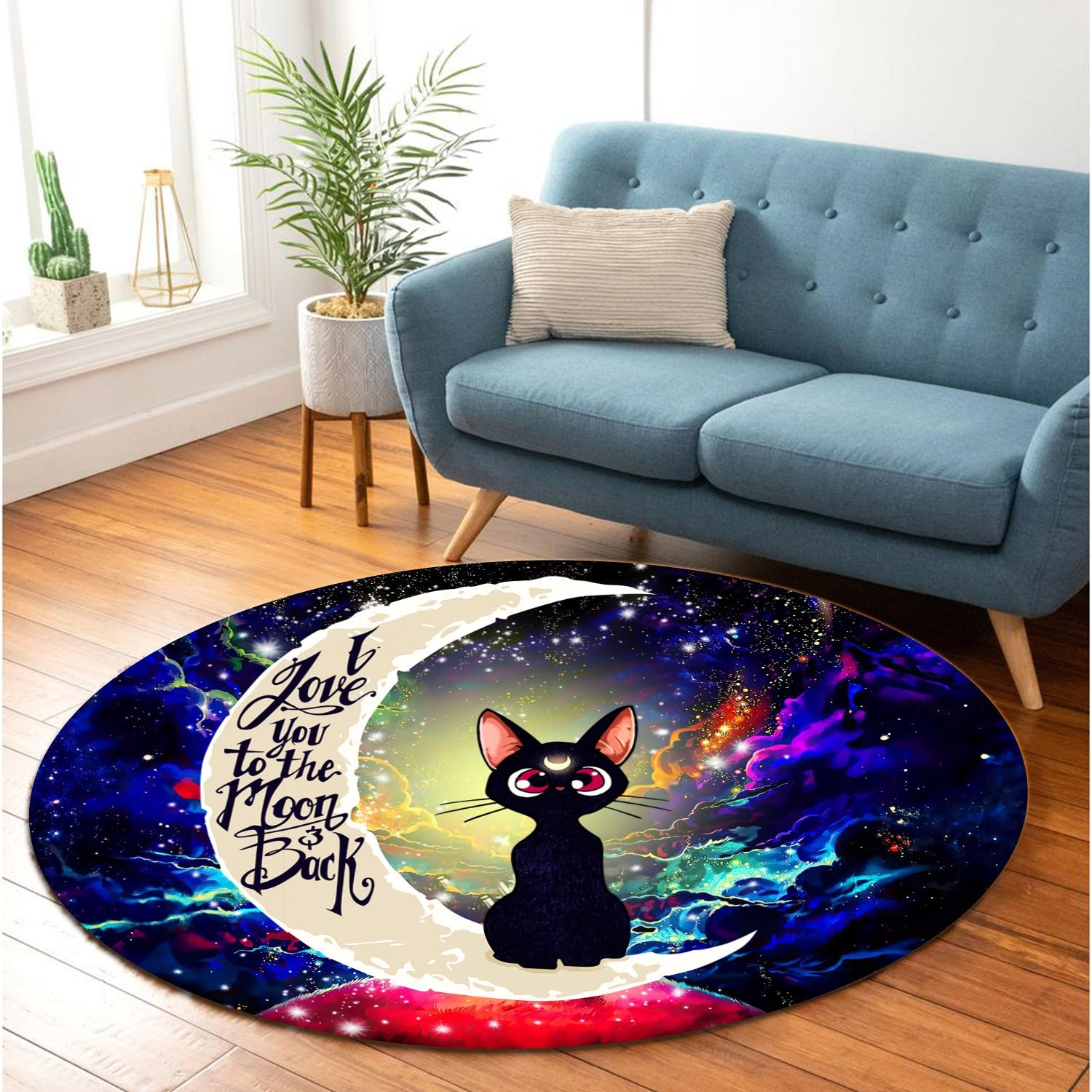 Sailor Moon Cat Love You To The Moon Galaxy Round Carpet Rug Bedroom Livingroom Home Decor Nearkii