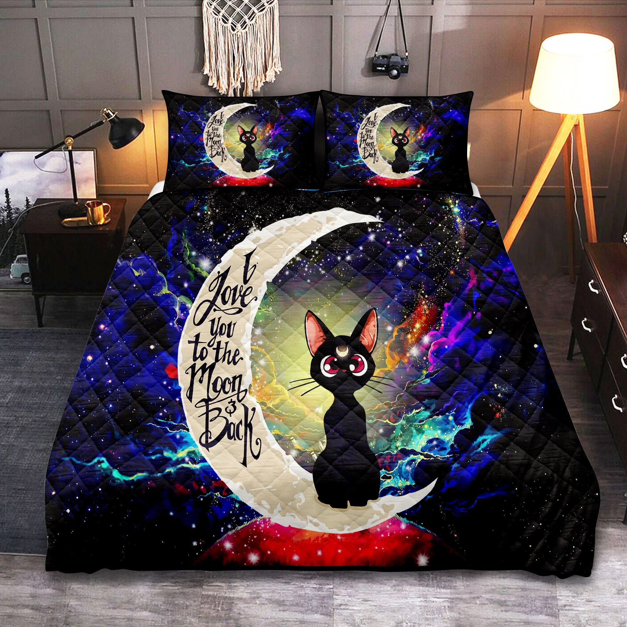 Sailor Moon Cat Love You To The Moon Galaxy Quilt Bed Sets Nearkii