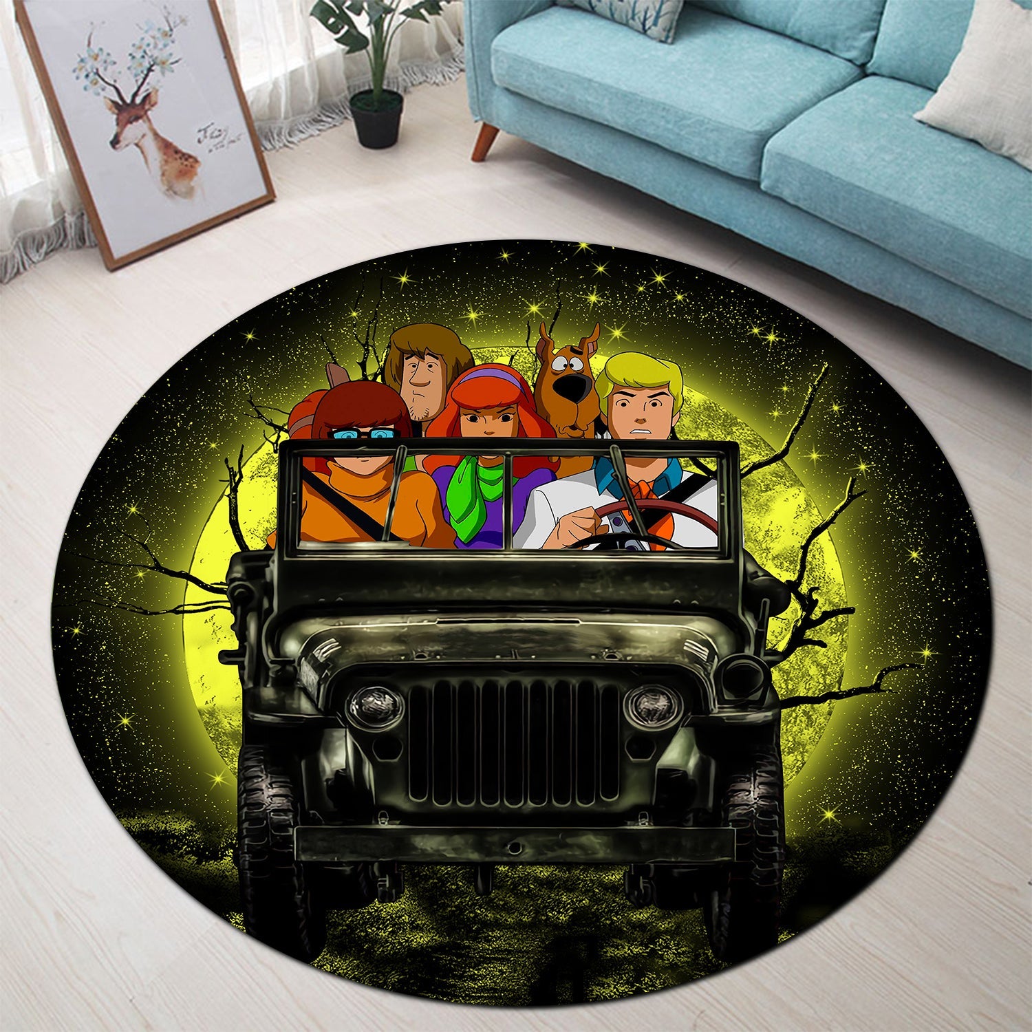 Scooby Doo Moonlight Halloween Round Carpet Rug Bedroom Livingroom Home Decor Nearkii