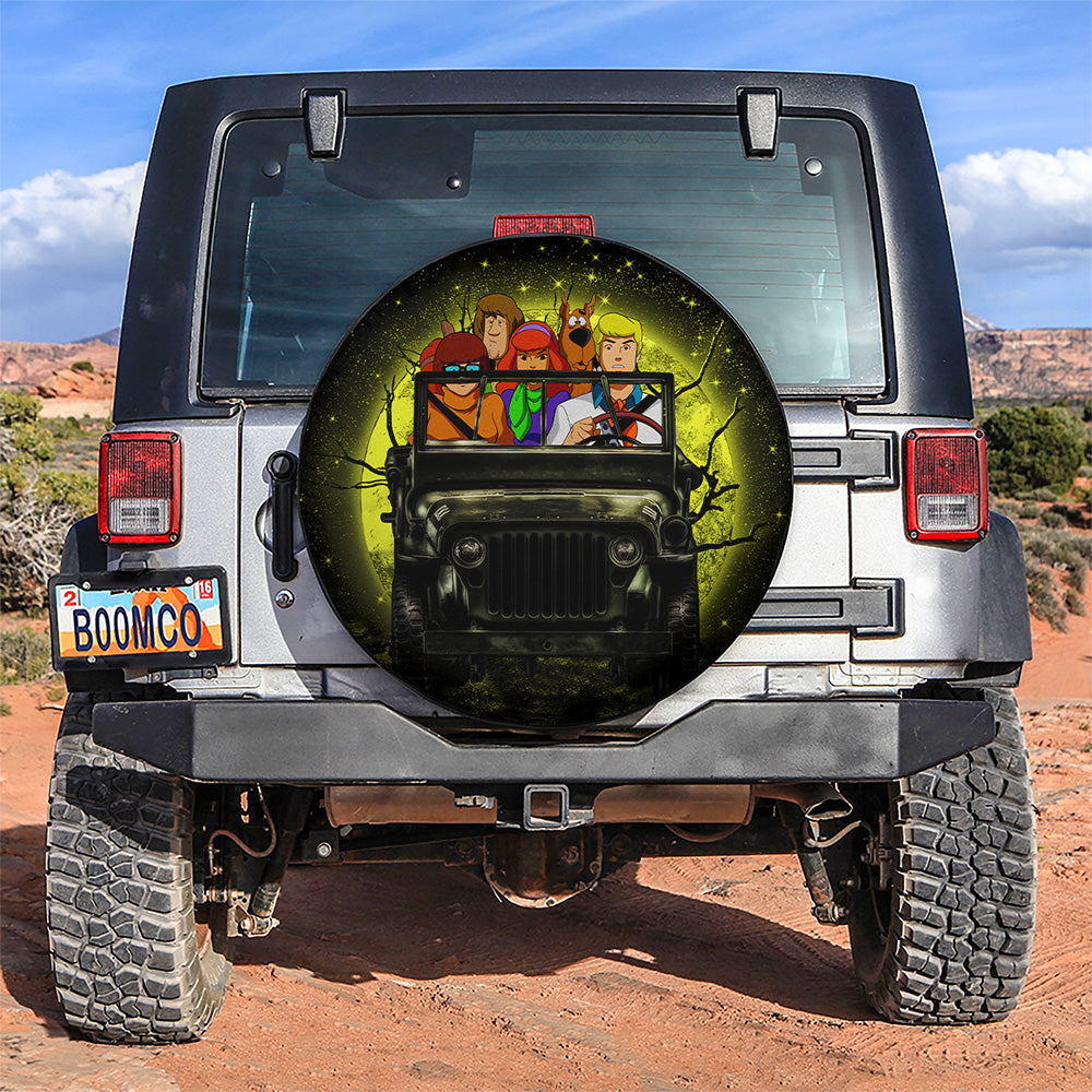 Scooby Doo Funny Ride Jeep Moonlight Halloween Car Spare Tire Covers Gift For Campers Nearkii