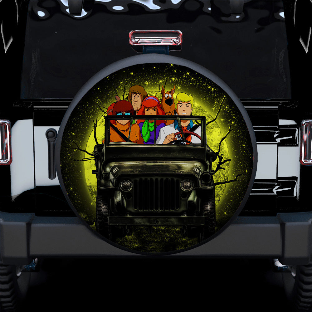 Scooby Doo Funny Ride Jeep Moonlight Halloween Car Spare Tire Covers Gift For Campers Nearkii