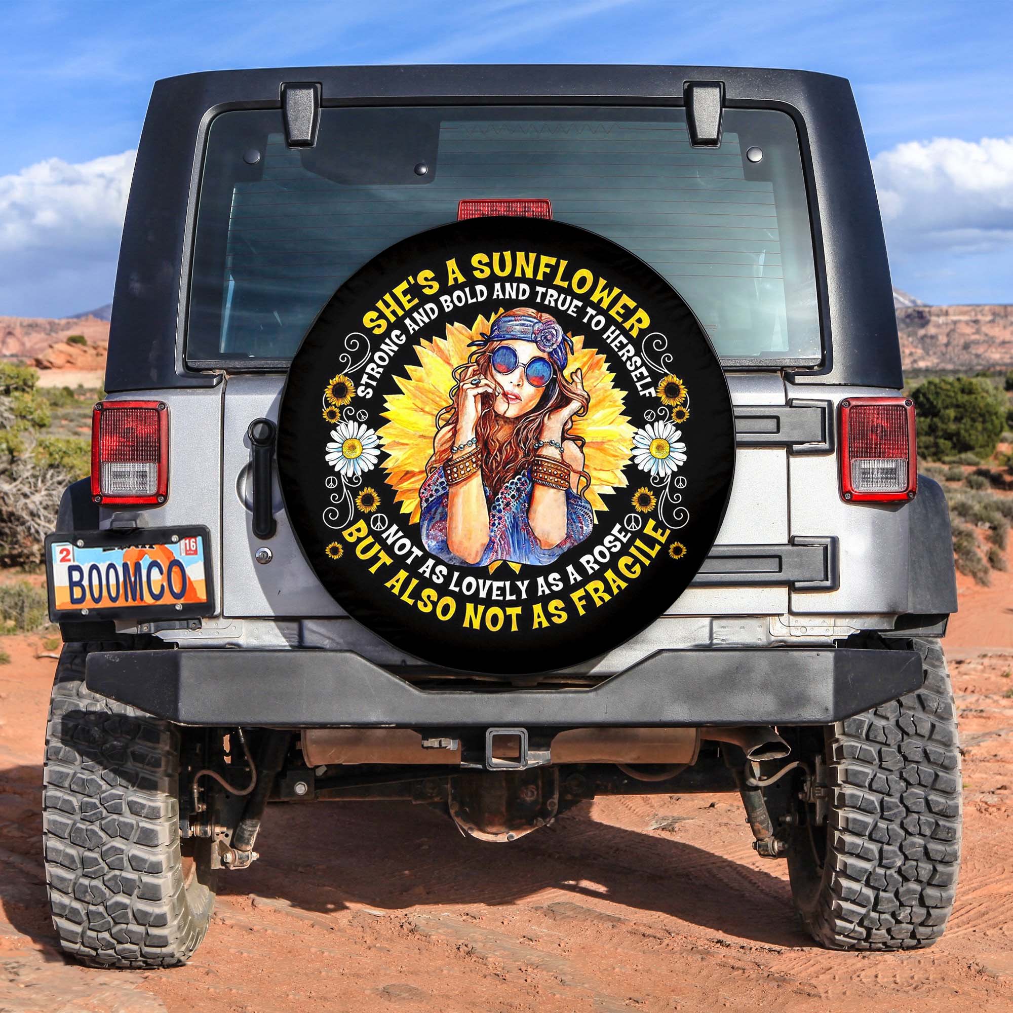 She Is A Sunflower Hippie Chick Spare Tire Covers Gift For Campers Nearkii