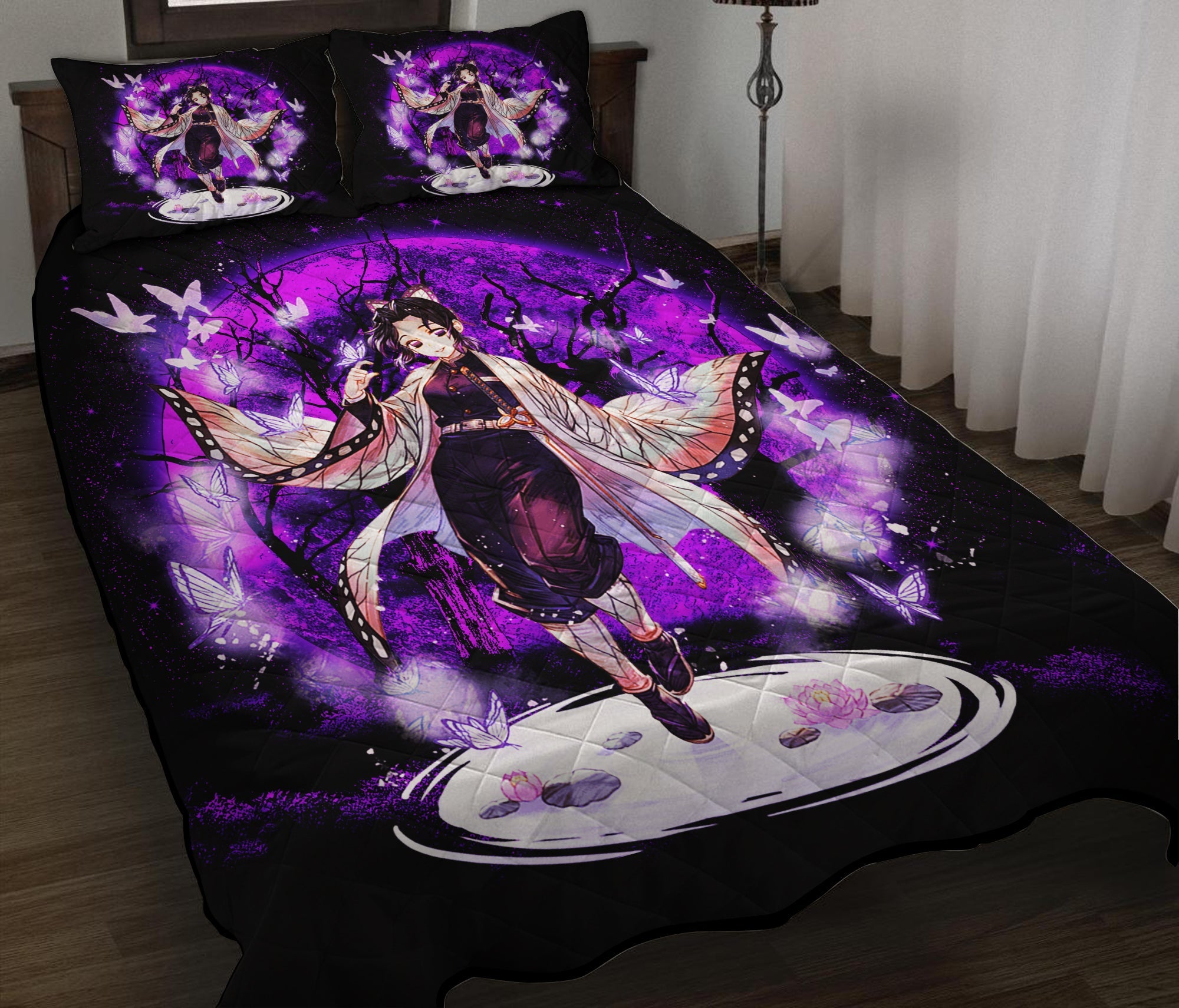 Shinobu Demon Slayer Moonlight Quilt Bed Sets Nearkii