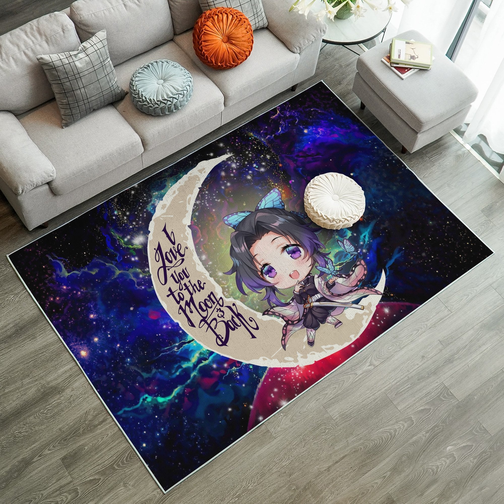 Shinobu demon slayer Love You To The Moon Carpet Rug Home Room Decor Nearkii