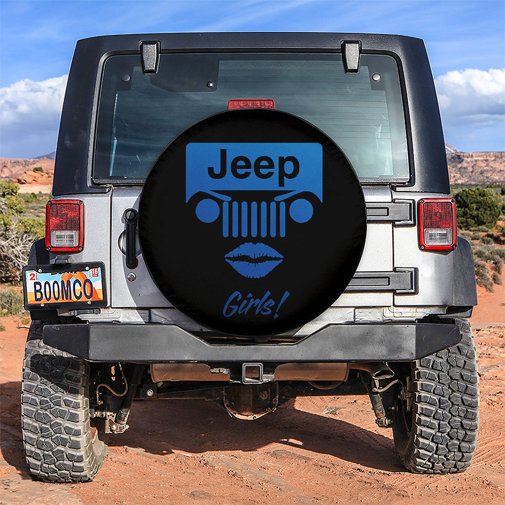 Blue Jeep Girl Car Spare Tire Covers Gift For Campers Nearkii