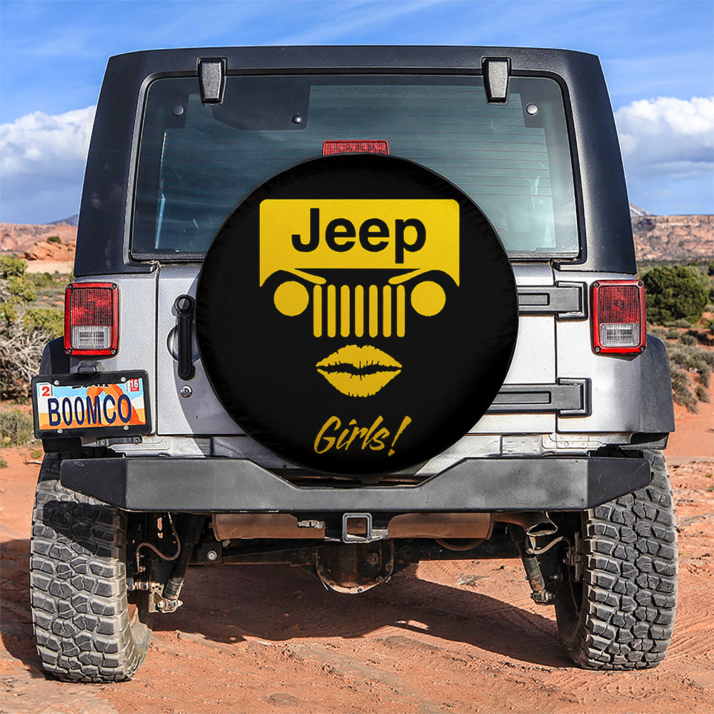 Jeep Girl Yellow Car Spare Tire Covers Gift For Campers Nearkii