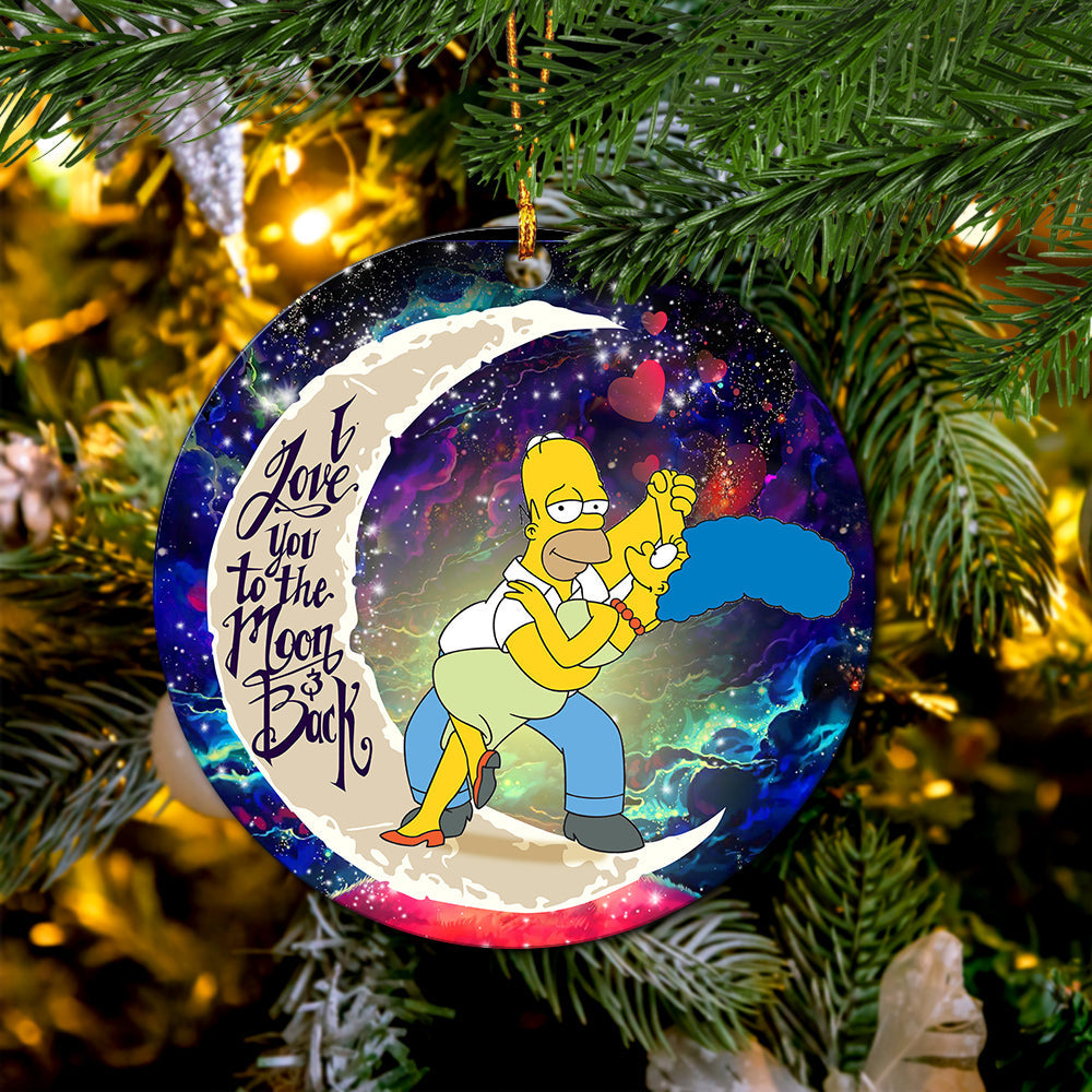 Simpsons Family Love You To The Moon Galaxy Mica Circle Ornament Perfect Gift For Holiday Nearkii