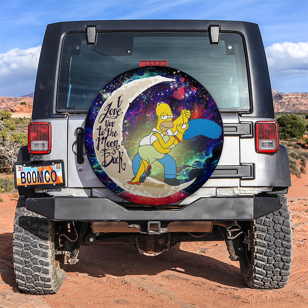 Simpsons Family Love You To The Moon Galaxy Car Spare Tire Covers Gift For Campers Nearkii