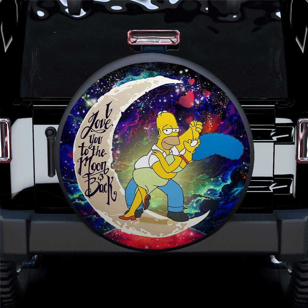 Simpsons Family Love You To The Moon Galaxy Car Spare Tire Covers Gift For Campers Nearkii