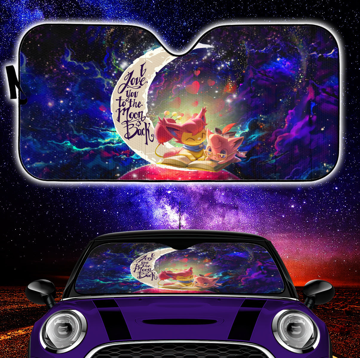 Skitty And Jigglypuff Pokemon Love You To The Moon Galaxy Car Auto Sunshades Nearkii