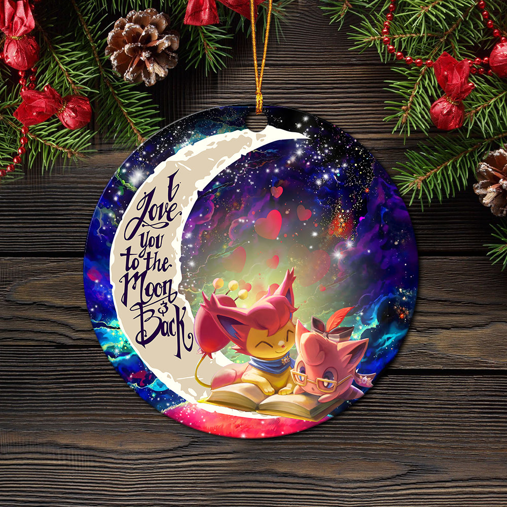 Skitty And Jigglypuff Pokemon Love You To The Moon Galaxy Mica Circle Ornament Perfect Gift For Holiday Nearkii