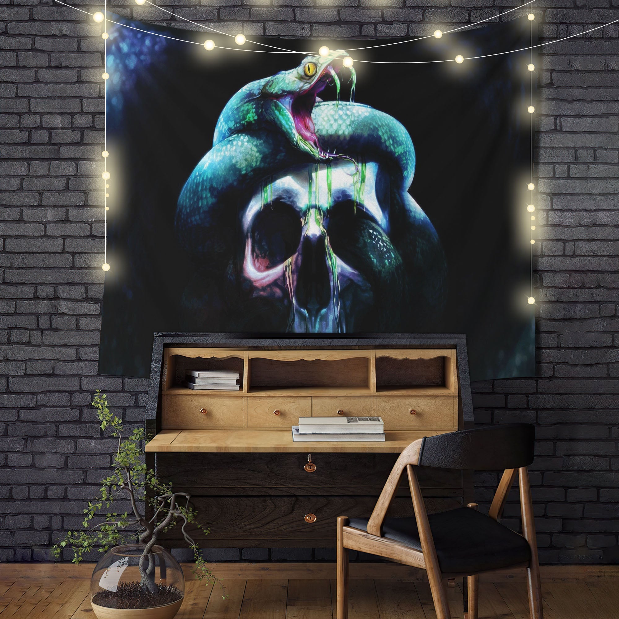 Snake Skull Tapestry Room Decor Nearkii