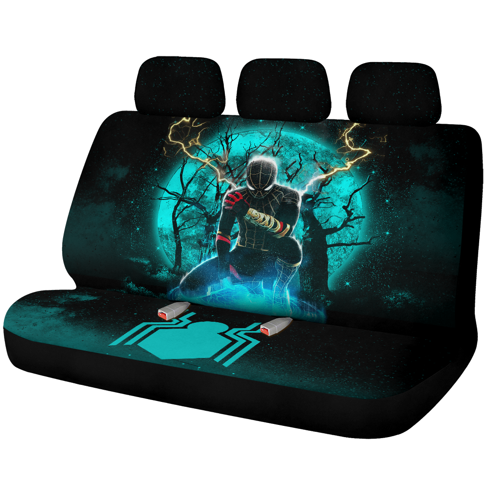 Spider Man Black Suit No Way Home Moonlight Galaxy Premium Custom Car Back Seat Covers Decor Protectors Nearkii