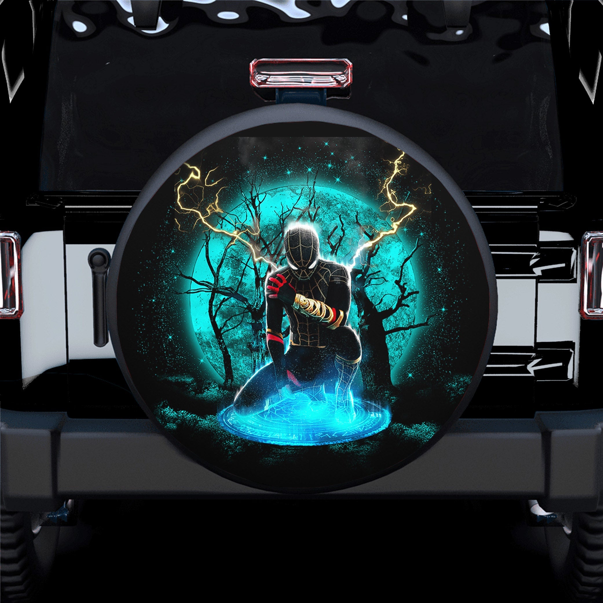 Spiderman Black Suit No Way Home Moonlight 1 Spare Tire Cover Gift For Campers Nearkii