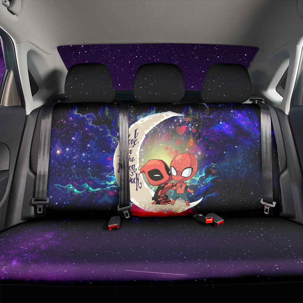 Spiderman And Deadpool Couple Love You To The Moon Galaxy Premium Custom Car Back Seat Covers Decor Protectors Nearkii