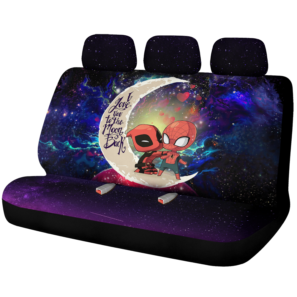 Spiderman And Deadpool Couple Love You To The Moon Galaxy Premium Custom Car Back Seat Covers Decor Protectors Nearkii