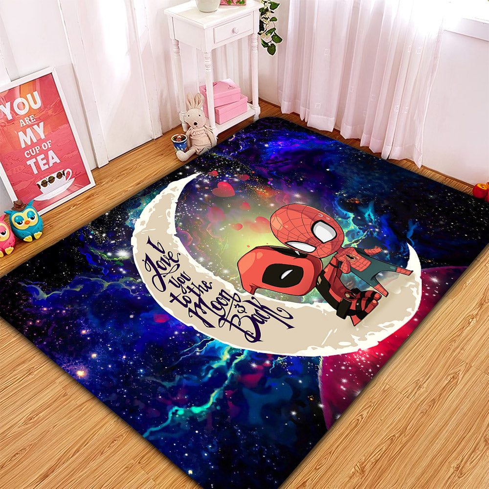 Spiderman And Deadpool Couple Love You To The Moon Galaxy Carpet Rug Home Room Decor Nearkii