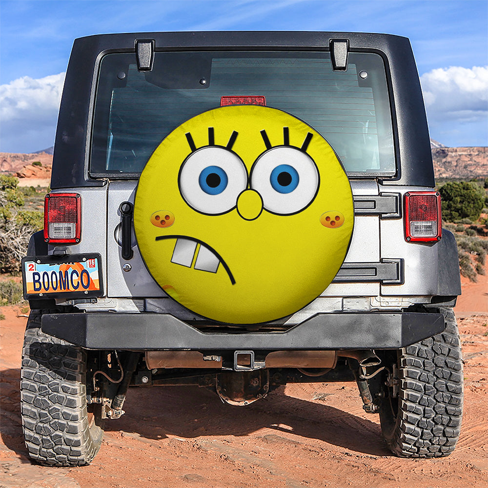 SpongeBob Face 1 Car Spare Tire Covers Gift For Campers Nearkii