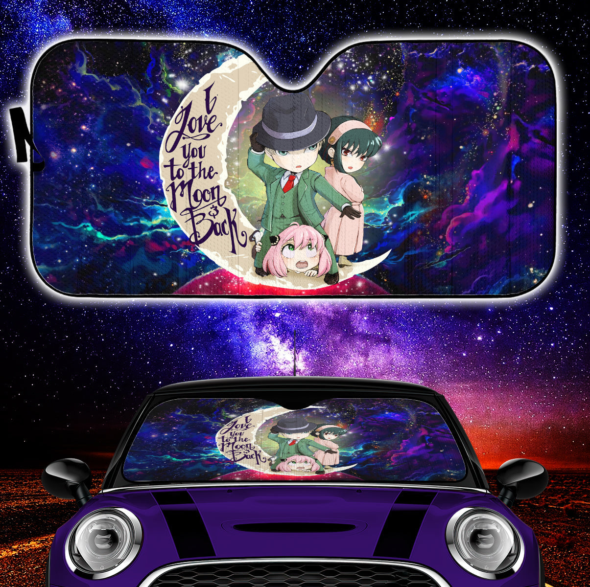 Spy X Family Love You To The Moon Galaxy Car Auto Sunshades Nearkii