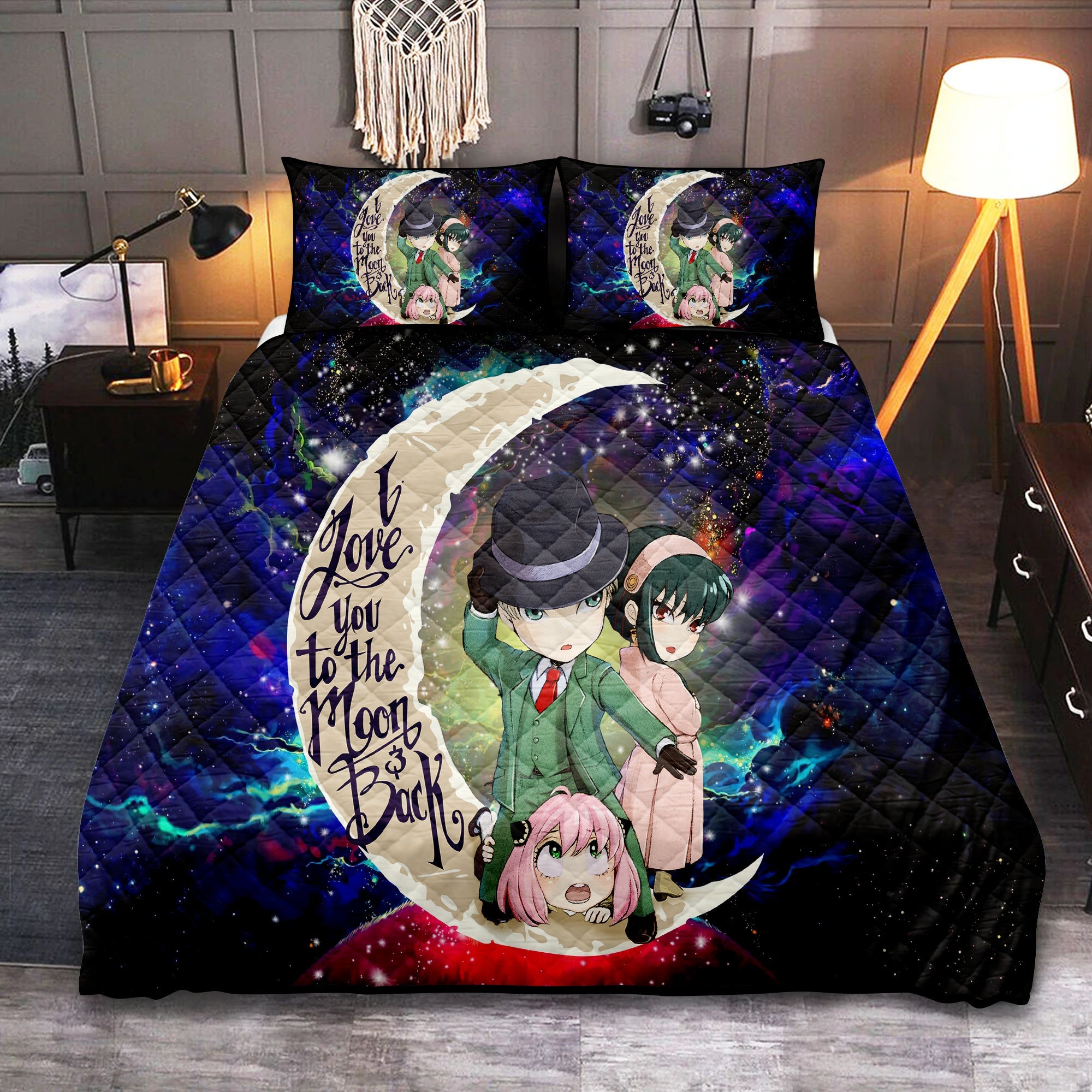 Spy x Family Love You To The Moon Galaxy Quilt Bed Sets Nearkii