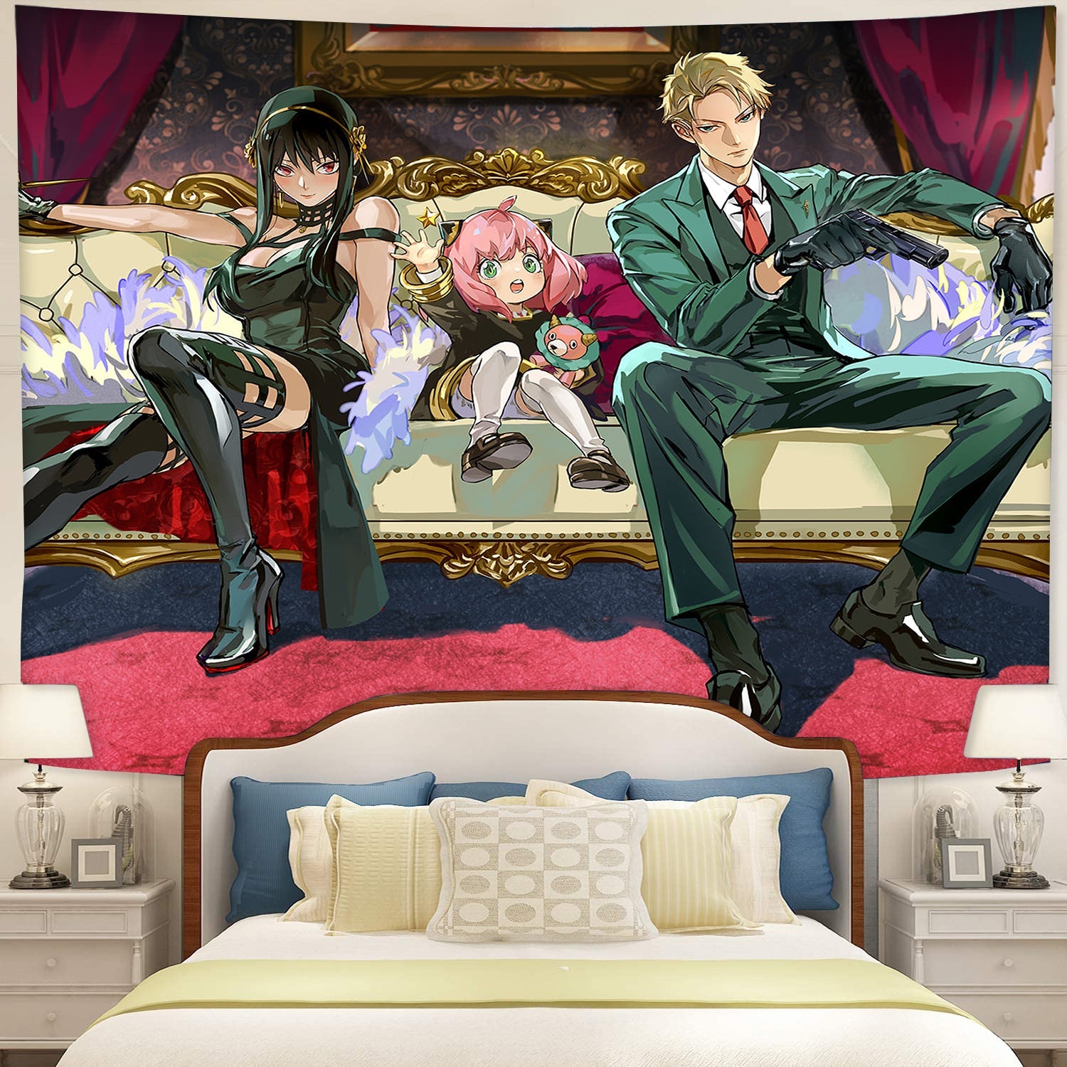 Spy X Family Loid Yor And Anya Tapestry Room Decor Nearkii