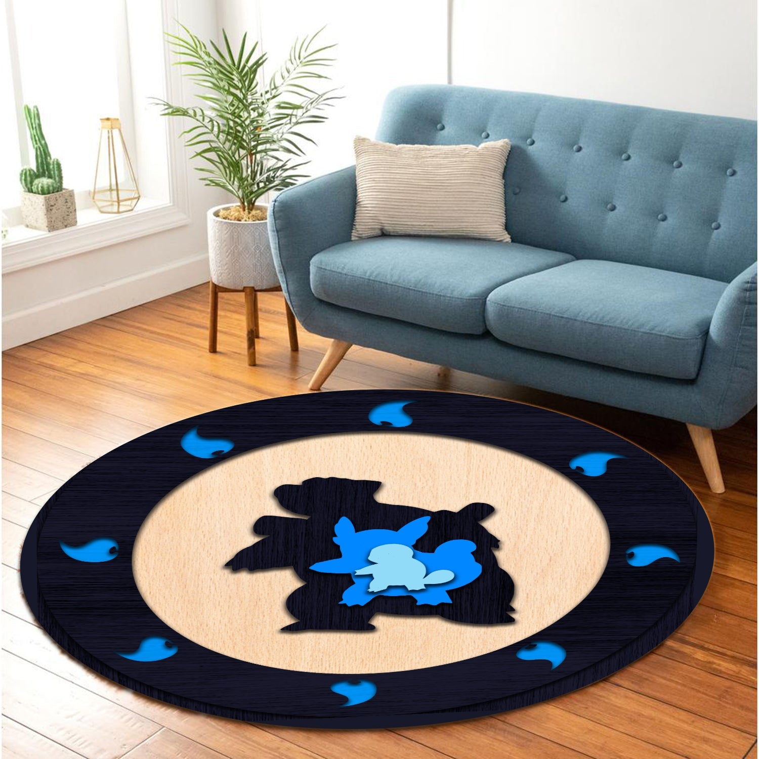 Squirtle Pokemon Evolution Round Carpet Rug Bedroom Livingroom Home Decor Nearkii