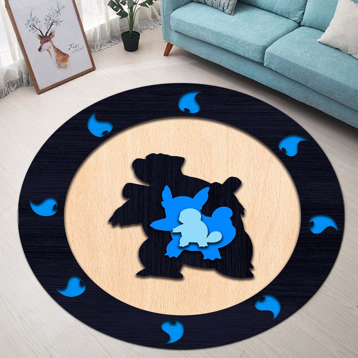 Squirtle Pokemon Evolution Round Carpet Rug Bedroom Livingroom Home Decor Nearkii