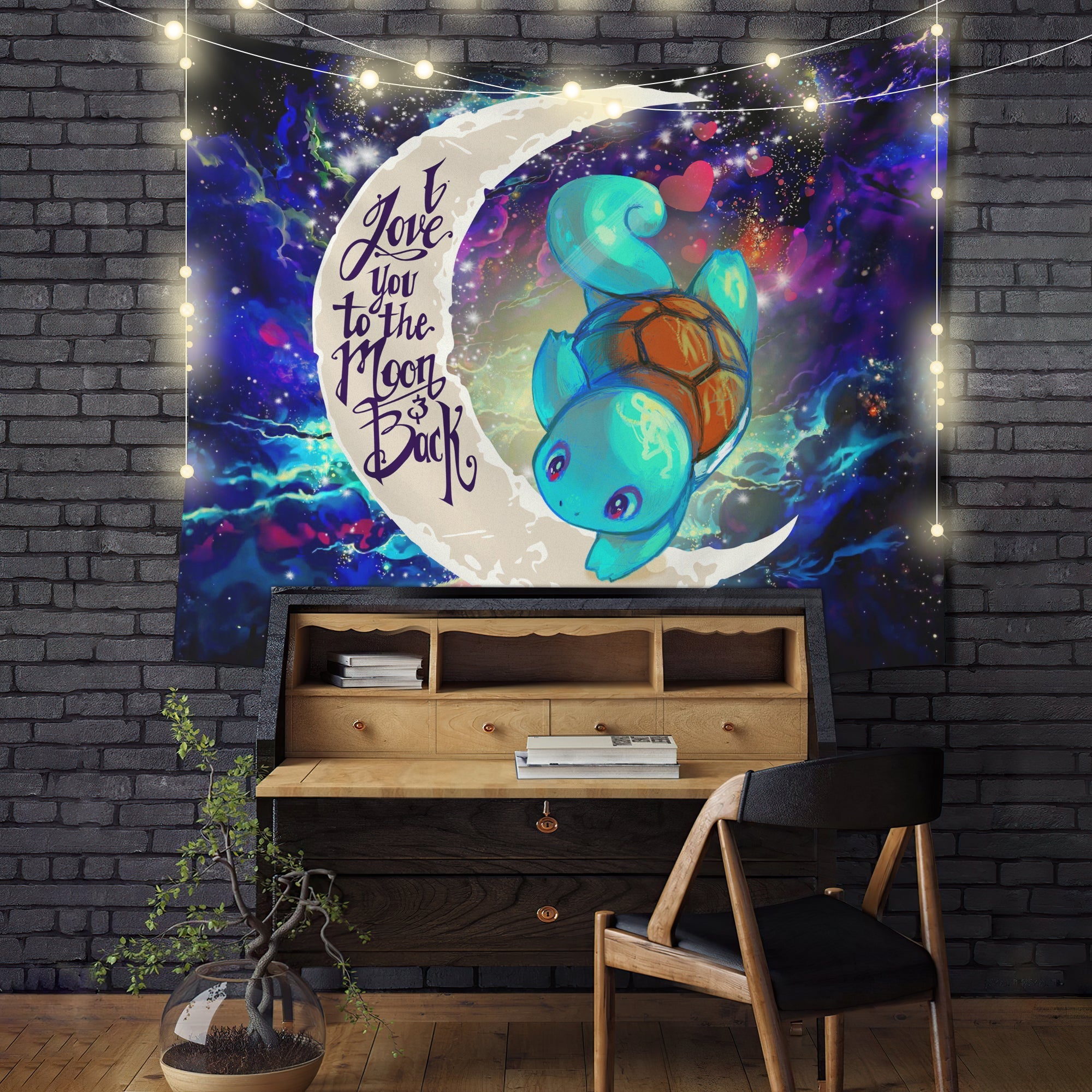 Squirtle Pokemon Love You To The Moon Galaxy Tapestry Room Decor Nearkii