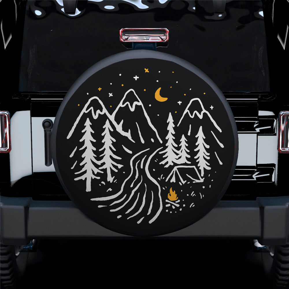 Starry Night At Campsite Car Spare Tire Cover Gift For Campers Nearkii