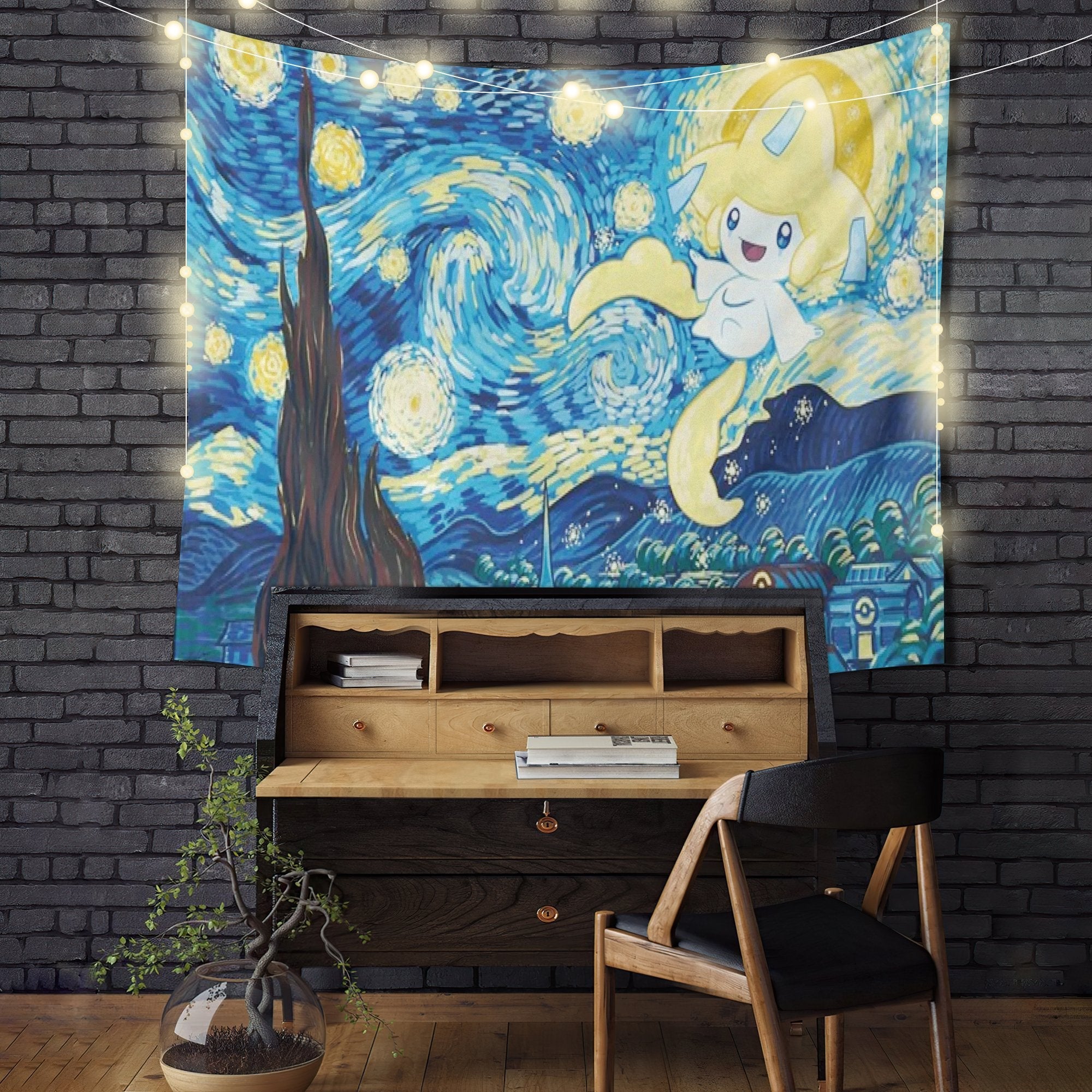 Starry Night Jirachi Pokemon Tapestry Room Decor Nearkii