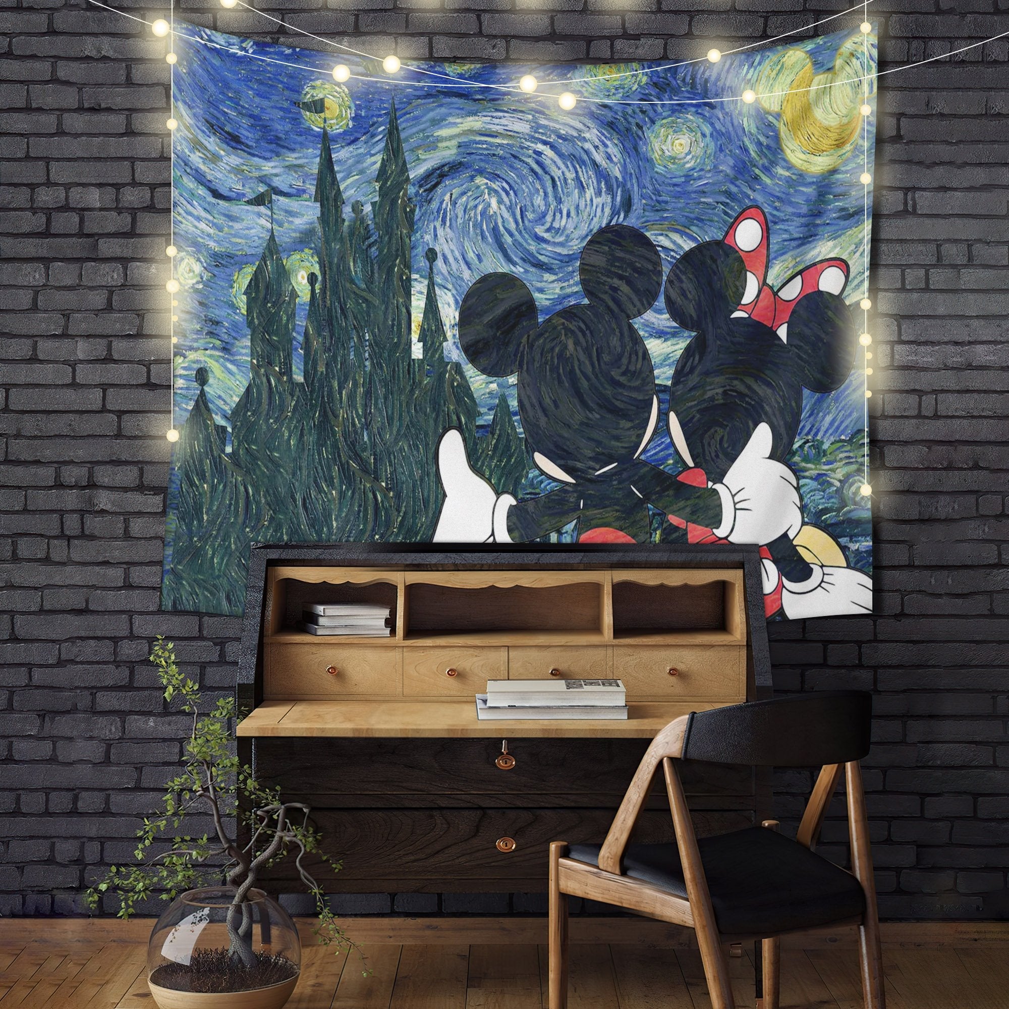 Starry Night Mice Love Tapestry Room Decor Nearkii