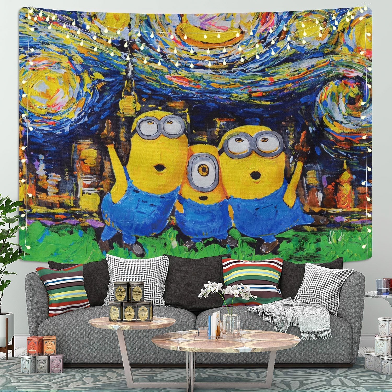 Starry Night Minion Tapestry Room Decor Nearkii