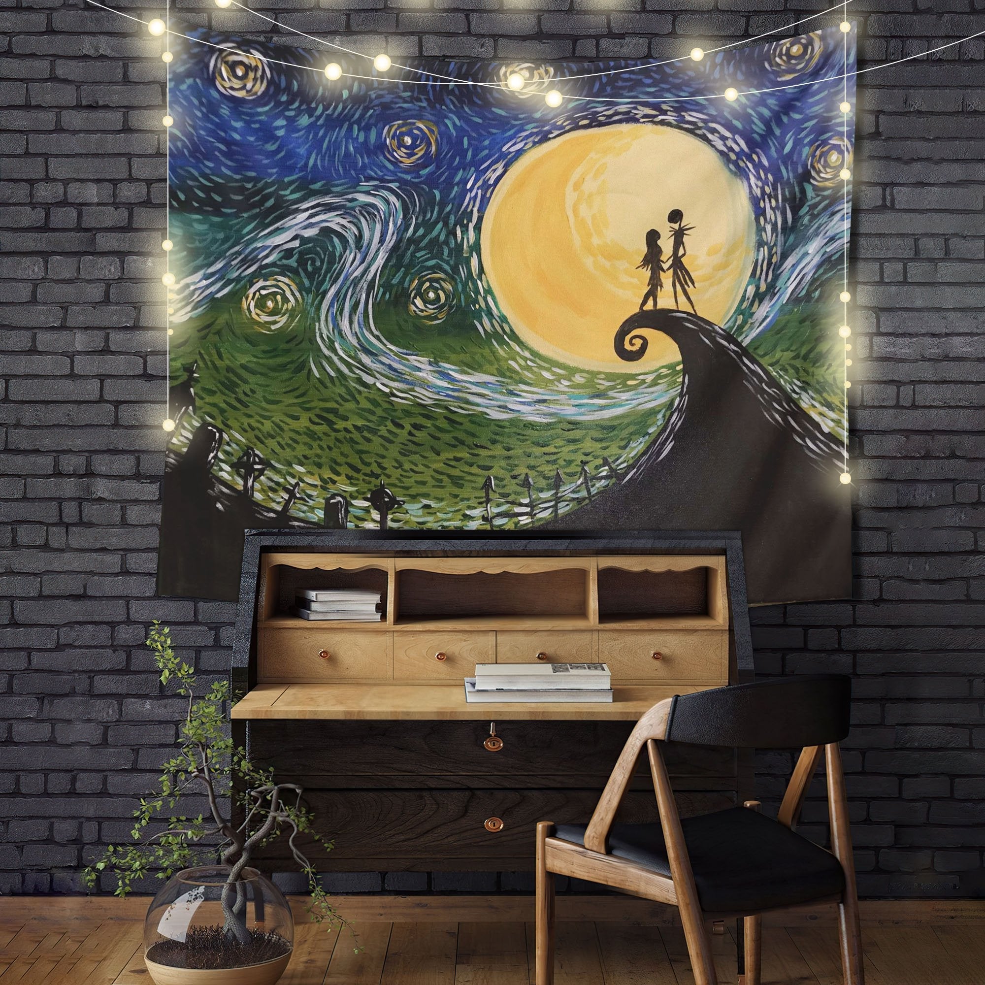 Starry Night Nightmare Before Christmas Tapestry Room Decor Nearkii