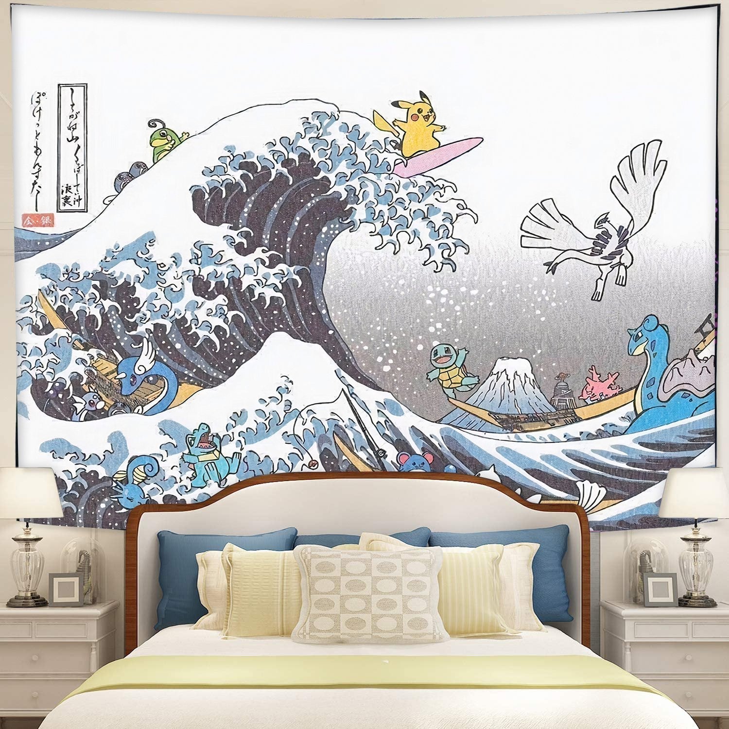 The Great Wave Pokemon Pikachu Tapestry Room Decor Nearkii