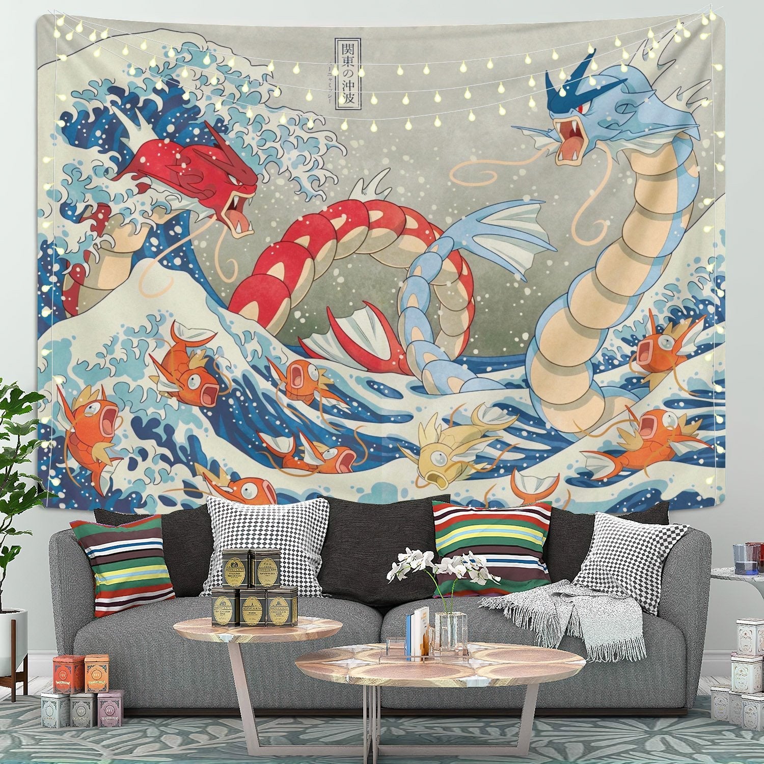 The Great Wave Pokemon Tapestry Room Decor Nearkii