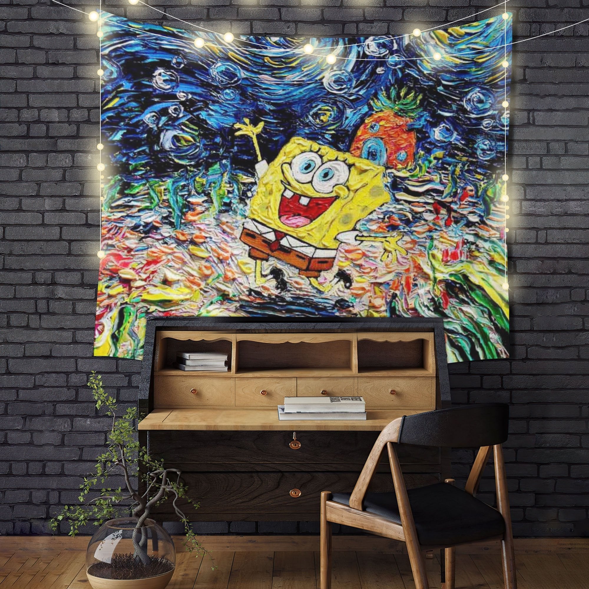 Starry Night SpongeBob Tapestry Room Decor Nearkii