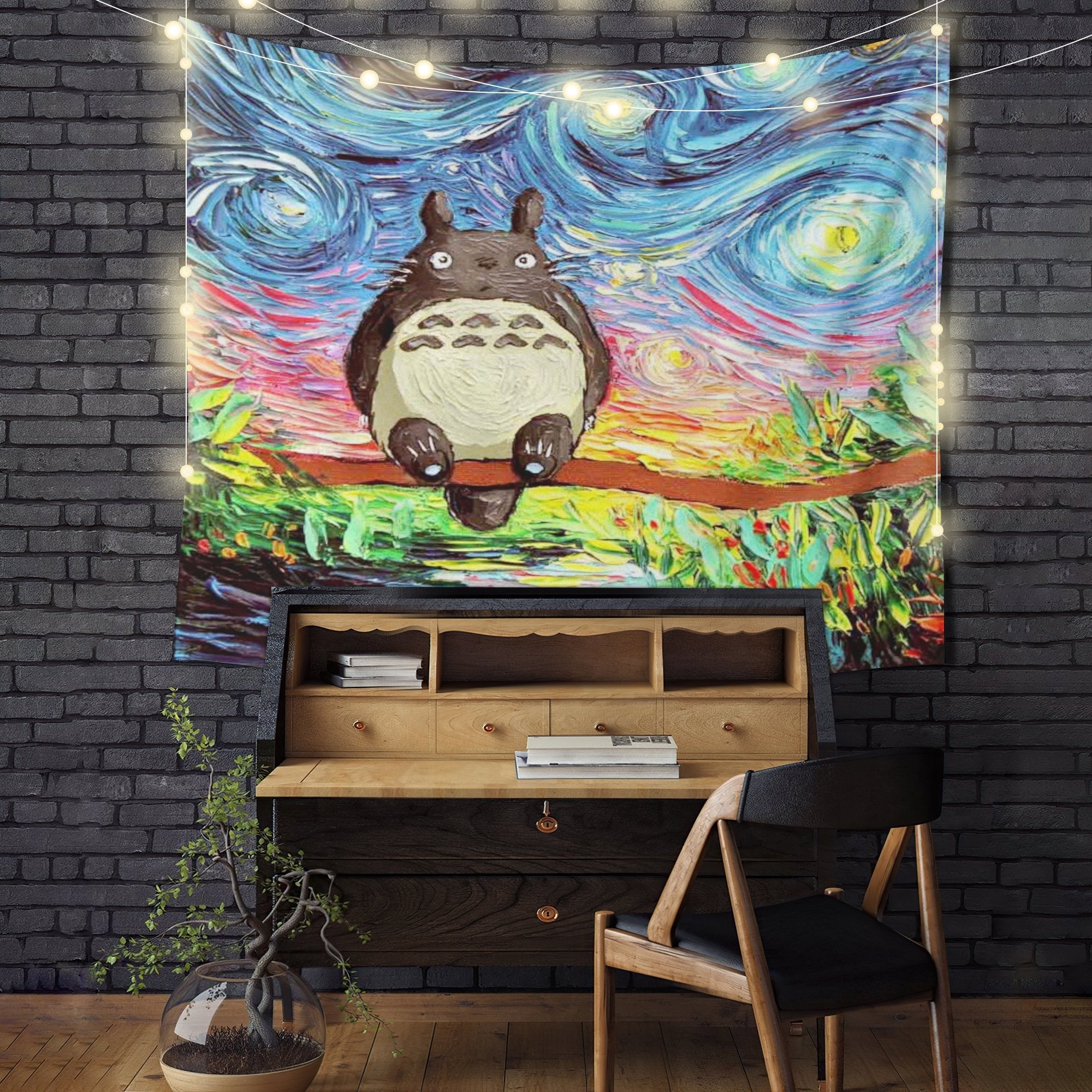 Starry Night Totoro Tapestry Room Decor Nearkii