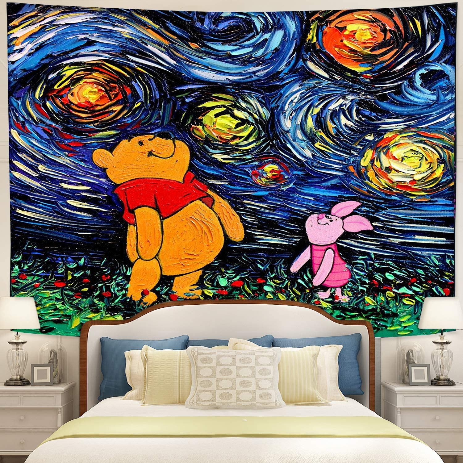 Starry Night Winne The Pooh Tapestry Room Decor Nearkii