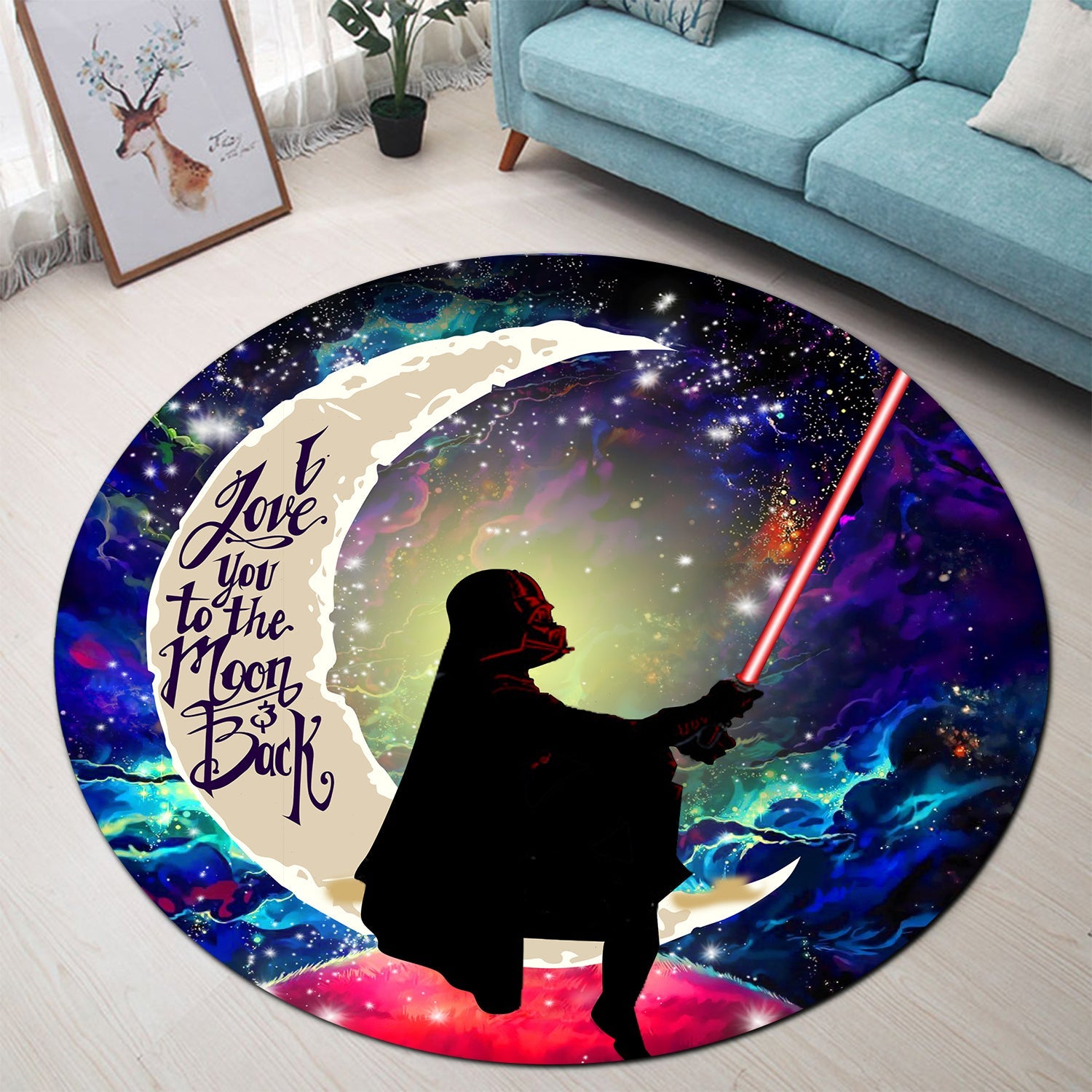 Star War Love You To The Moon Galaxy Round Carpet Rug Bedroom Livingroom Home Decor Nearkii