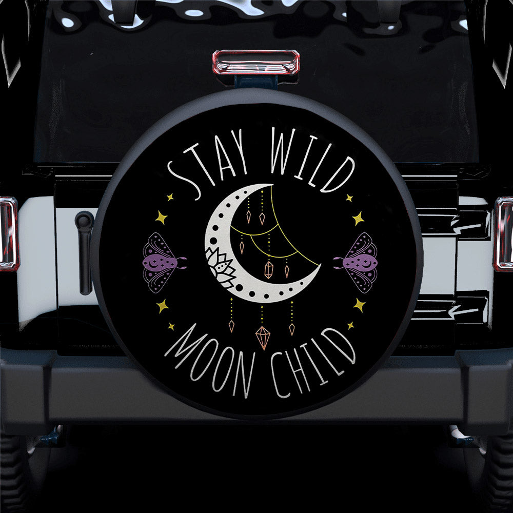 Stay Wild Moon Child Moth Trendy Car Spare Tire Cover Gift For Campers Nearkii