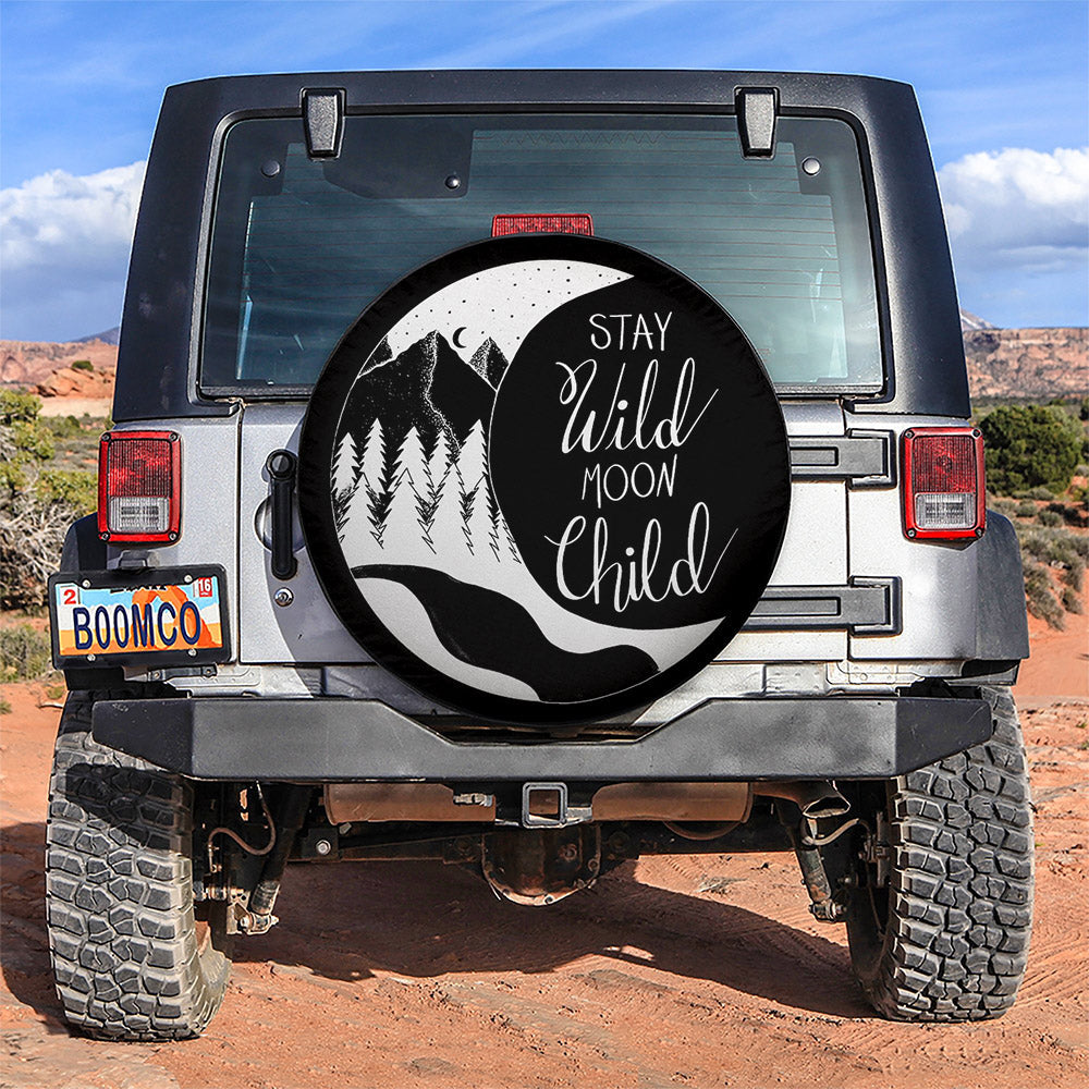 Stay Wild Moon Child Art Car Spare Tire Cover Gift For Campers Nearkii