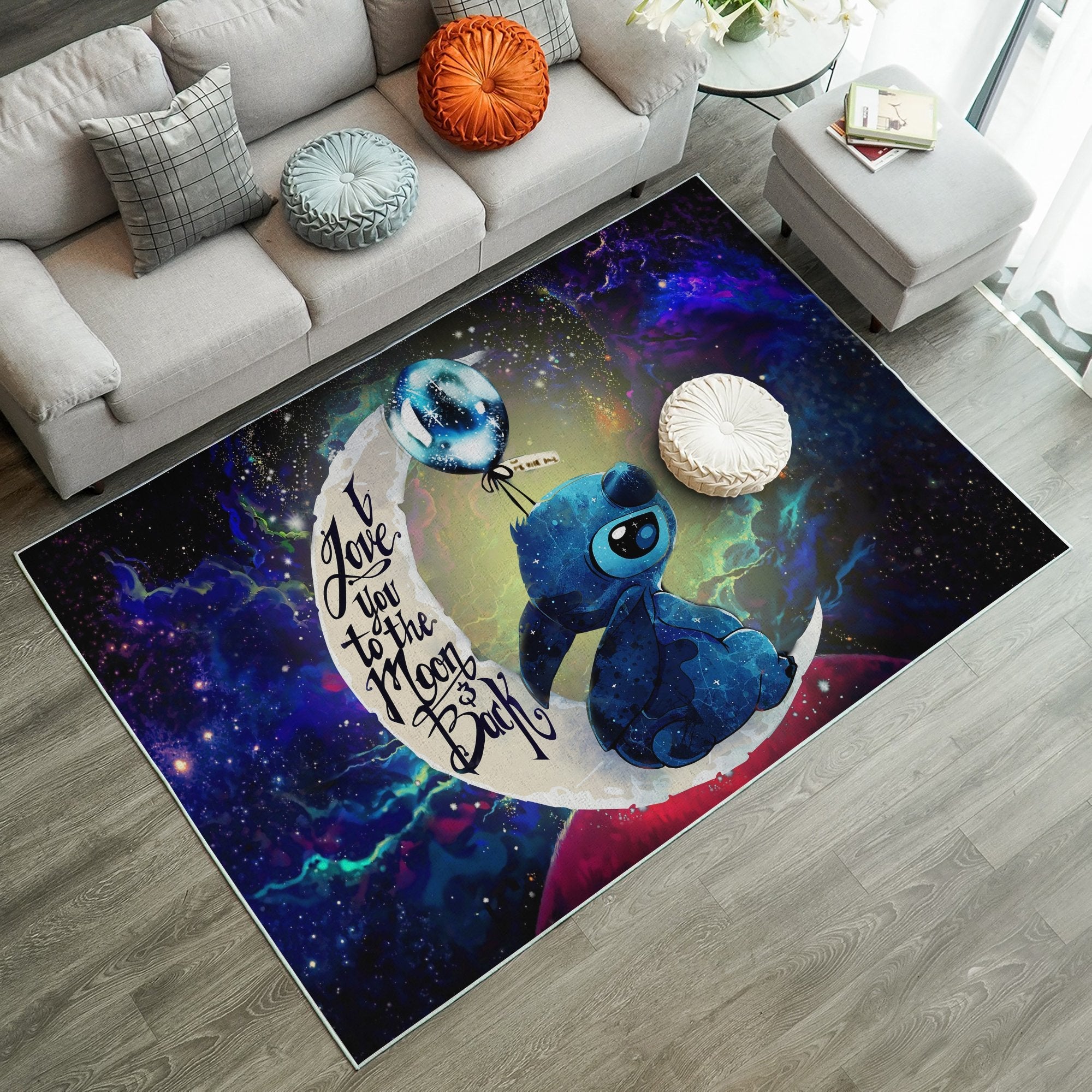 Stitch Love You To The Moon Galaxy Carpet Rug Home Room Decor Nearkii