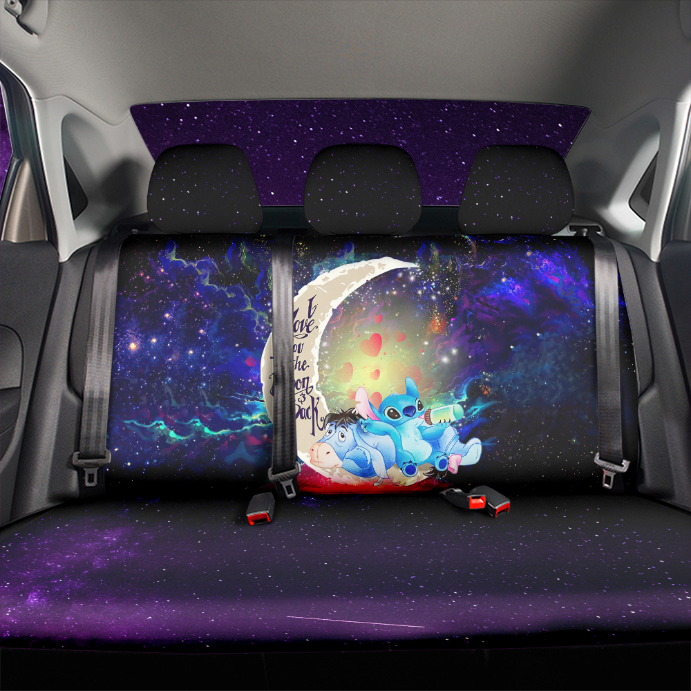 Stitch And Eeyore Couple Love You To The Moon Galaxy Premium Custom Car Back Seat Covers Decor Protectors Nearkii