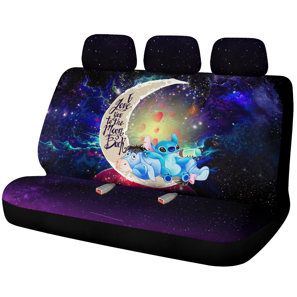 Stitch And Eeyore Couple Love You To The Moon Galaxy Premium Custom Car Back Seat Covers Decor Protectors Nearkii