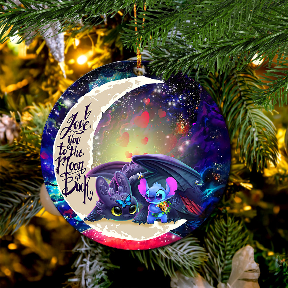 Stitch And Toothless Love You To The Moon Galaxy Mica Circle Ornament Perfect Gift For Holiday Nearkii