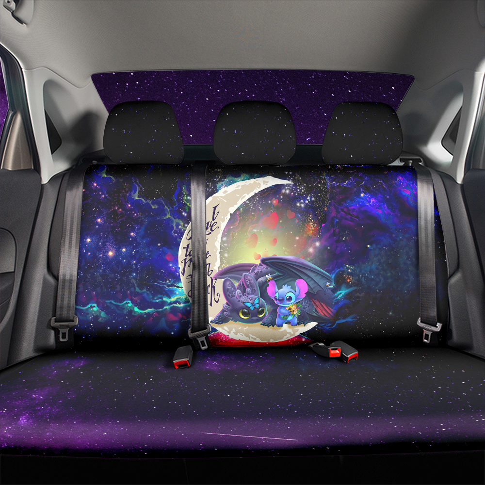 Stitch And Toothless Love You To The Moon Galaxy Car Back Seat Covers Decor Protectors Nearkii