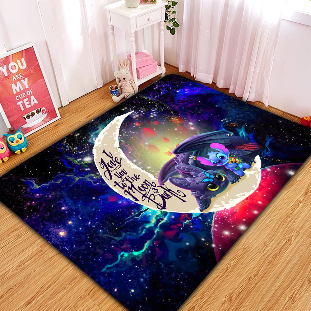 Stitch And Toothless Love You To The Moon Galaxy Rug Carpet Rug Home Room Decor Nearkii