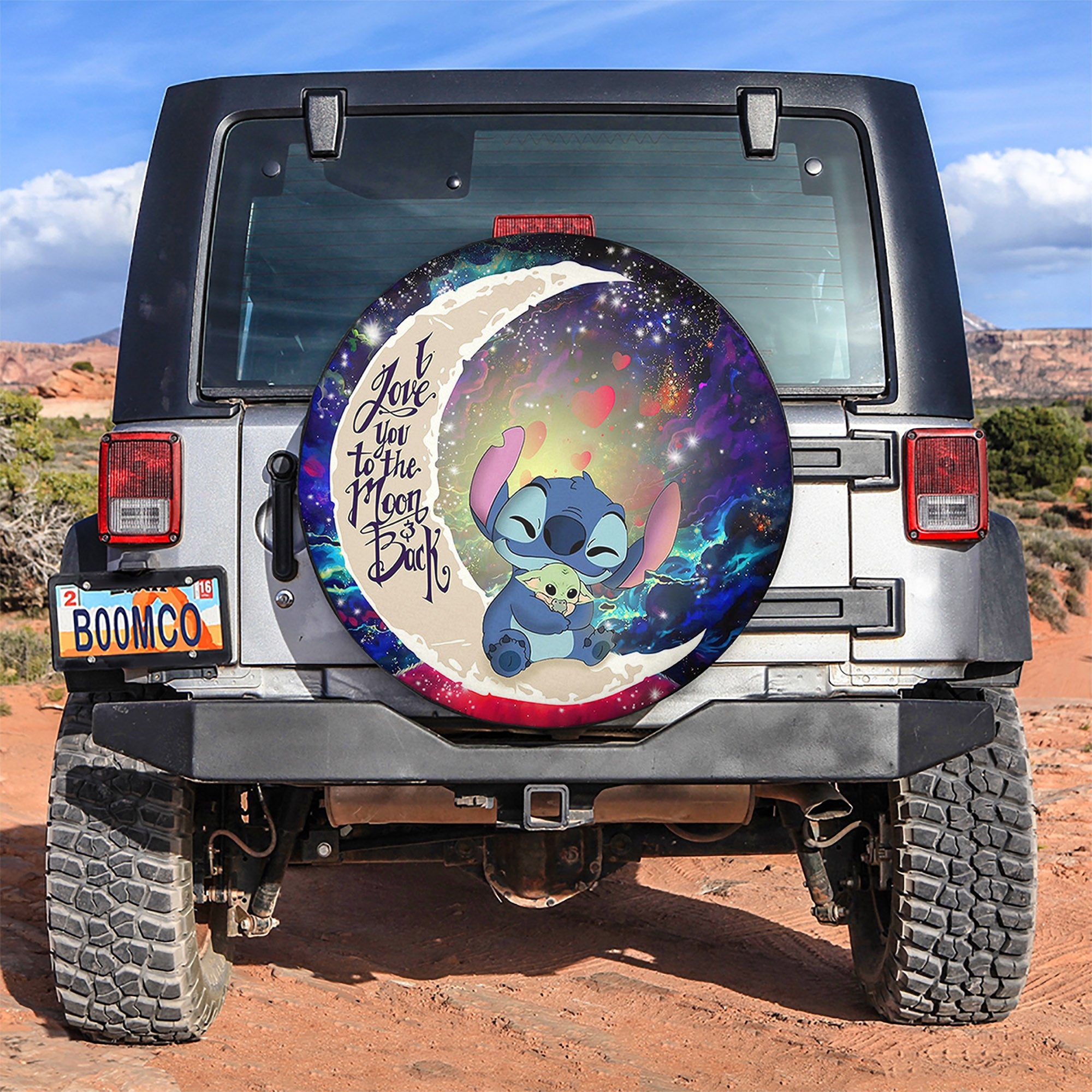 Stitch Hold Baby Yoda Love You To The Moon Galaxy Spare Tire Covers Gift For Campers Nearkii