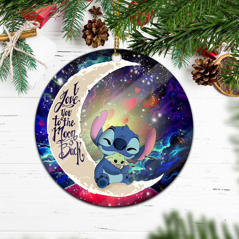 Stitch Hold Baby Yoda Love You To The Moon Galaxy Mica Circle Ornament Perfect Gift For Holiday Nearkii