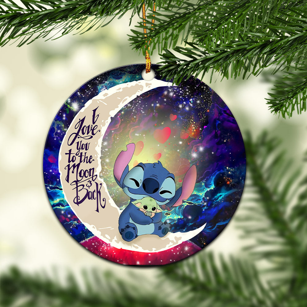 Stitch Hold Baby Yoda Love You To The Moon Galaxy Mica Circle Ornament Perfect Gift For Holiday Nearkii